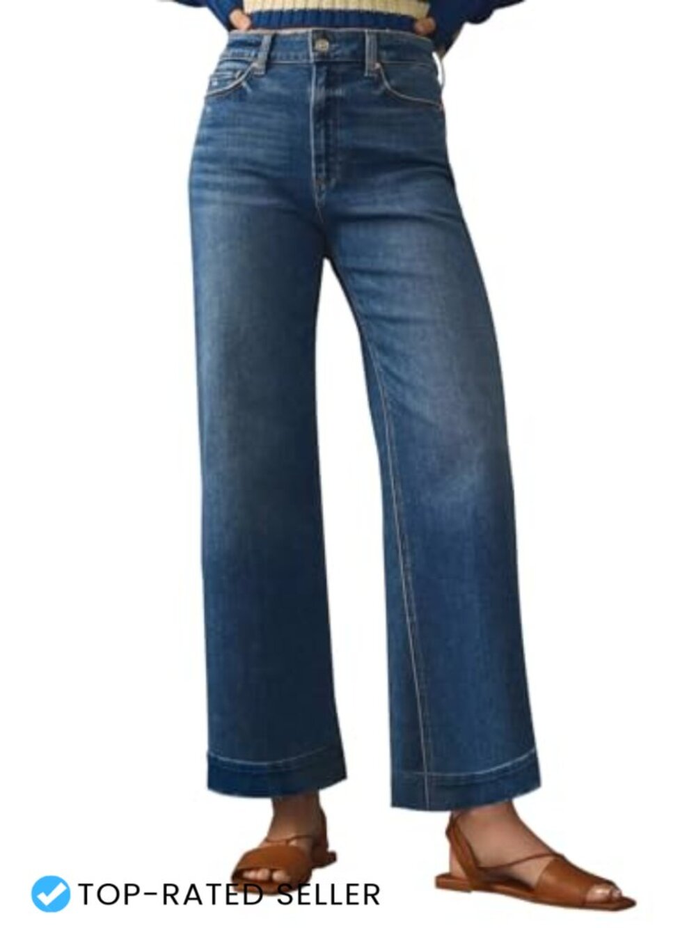 High Waisted Wide Leg Jeans for Women Stretchy Denim Pants